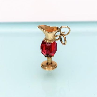 Picture of Vintage 14K Gold & Red Crystal Wine Ewer/Pitcher/Carafe Charm