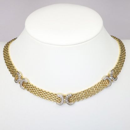 Picture of 14K Yellow Gold Chain Link Style Necklace with Diamond Cluster Accents