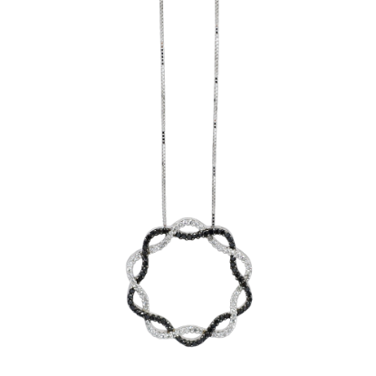 Picture of 0.50ct Black and White Diamond swirl pendant, 14k white gold  