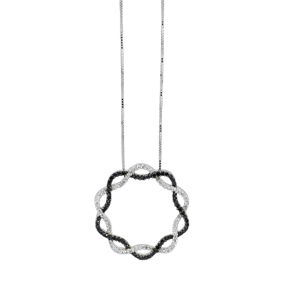 Picture of 0.50ct Black and White Diamond swirl pendant, 14k white gold  