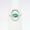 Picture of Emerald and Diamond Double Circle Ring in 14k White Gold