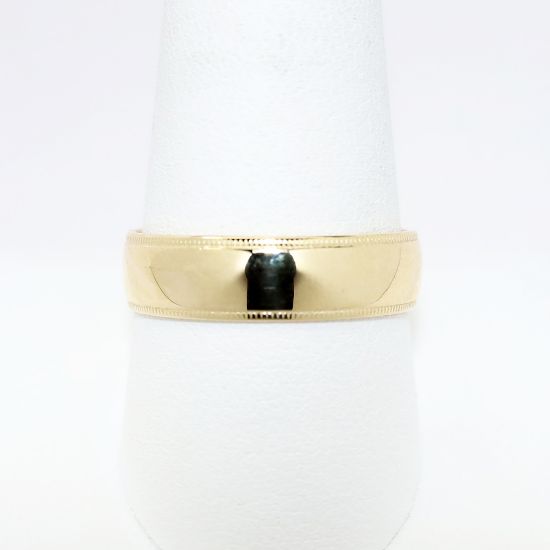 Picture of 14k Yellow Gold 6mm Men's Wedding Band with Milgrain Edges, US Size 10.25