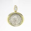 Picture of Ancient Roman Coin Pendant in 14k Yellow Gold & Diamond Bezel