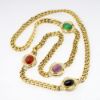Picture of Vintage 1980's Signed Ciner Gripoix Poured Glass Cabochon & Rhinestone Station Necklace