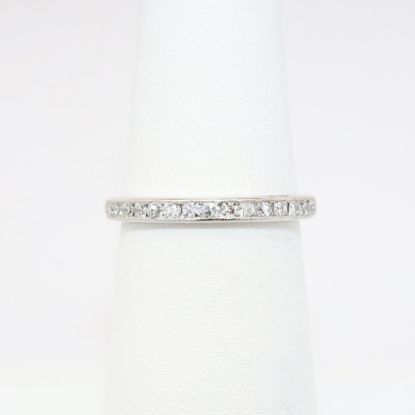 Picture of 14k White Gold & Diamond Eternity Wedding Band with Milgrain Edges
