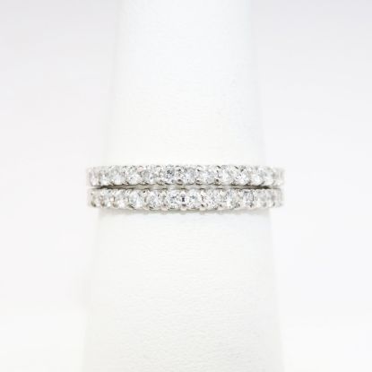 Picture of Pair of 14k White Gold & Diamond Stackable Wedding Bands