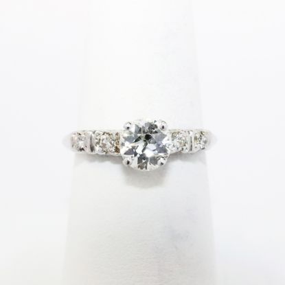 Picture of Antique Diamond Solitaire Ring - 0.90ct European Cut in 14kt White Gold