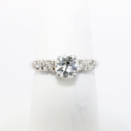 Picture of Antique Diamond Solitaire Ring - 0.90ct European Cut in 14kt White Gold