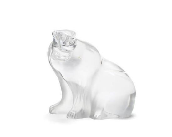 Picture of Lalique Large Clear & Frosted Crystal Polar Bear Figurine #11637