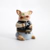 Picture of Retired Limoges Porcelain Pig in Black & White Polka Dot Shirt Trinket Box
