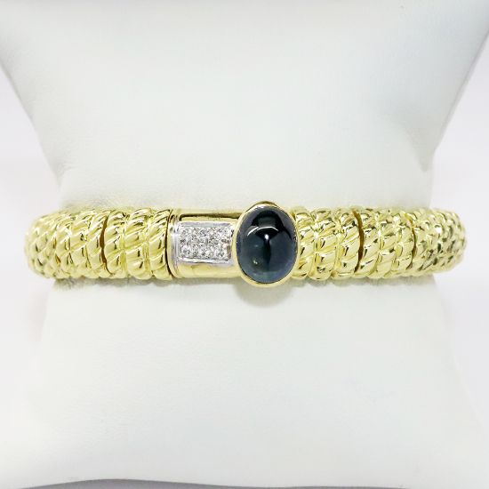 Picture of 18k Yellow Gold, Sapphire Cabochon & Diamond Bracelet 