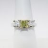 Picture of 14k White Gold & Princess Cut Fancy Yellow Diamond Engagement Ring 