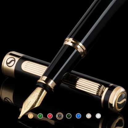 Picture of Scriveiner London Classic Black Lacquer Fountain Pen - Medium Nib