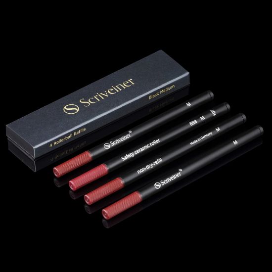 Picture of Scriveiner London 4 Black Medium Rollerball Pen Refills