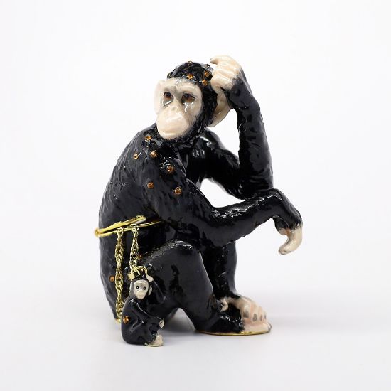 Picture of Kingspoint Designs Thoughtful Chimpanzee Trinket Box with Matching Necklace