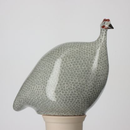 Picture of Lussan Ceramics Large Polar Grey Guinea Hen with White Spots