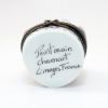 Picture of Limoges Porcelain Black & White Cat Sleeping on Black Chair Trinket Box by Chamart