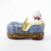 Picture of Limoges Porcelain White Cat in House Slipper Trinket Box by Parry Vieille