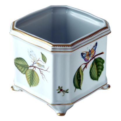 Picture of Anna Weatherley Porcelain Square Floral Butterfly Cachepot