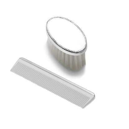 Picture of Empire Sterling Silver Boys Oval Beaded Design Brush & Comb Set
