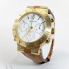 Picture of Bvlgari 18k Yellow Gold & Leather 'Rattrapante' Men's Watch 