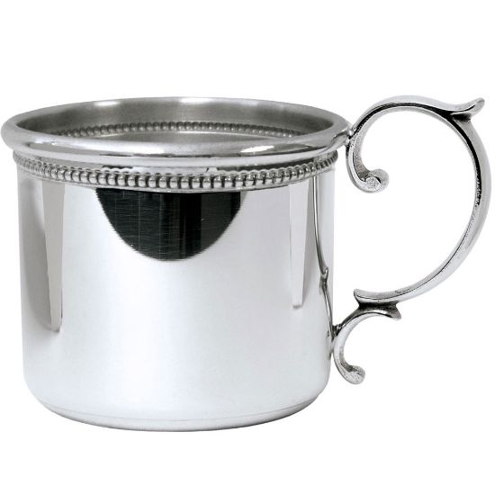Picture of Pewter Beaded Baby Cup by Salisbury Silversmiths. # 898
