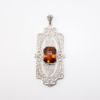 Picture of Antique Art Deco Era 14k White Gold Filigree & Citrine Pendant