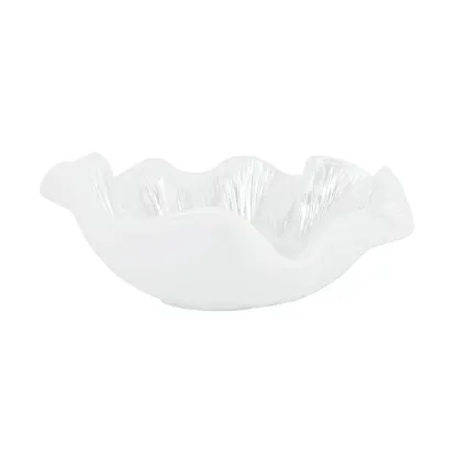 Picture of Vietri Onda Glass White Ruffled Round Bowl