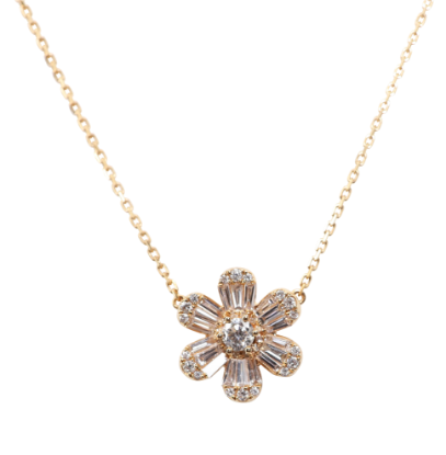 Picture of 18k Rose Gold & Diamond Flower Necklace