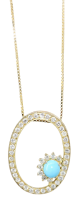 Picture of Blissful Turquoise & Diamond Necklace set in 18k Yellow Gold