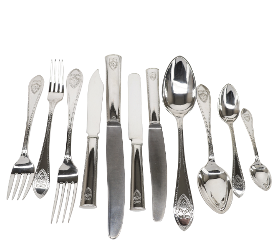 Picture of Antique 65pc Silver Russian Flatware Set by Hermann Bank