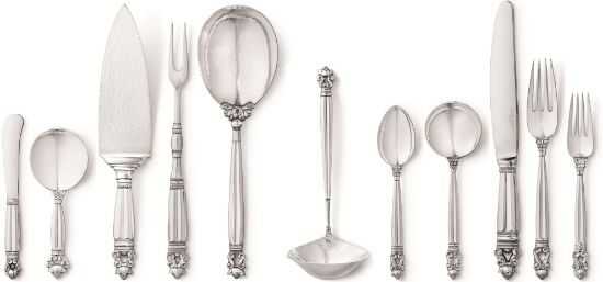 Picture of New Georg Jensen 'Acorn' 66-Piece Dinner Size Set - Service for 12