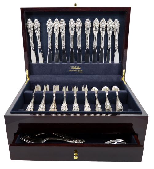 Picture of Gorham 'Crown Baroque' 55-Piece Sterling Silver Flatware Set with Chest