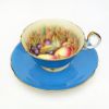 Picture of Vintage Aynsley Fruit 'Orchard' Teal Tea Cup & Saucer