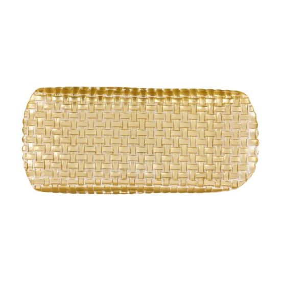 Picture of VIETRI 'Rufolo Gold' Large Rectangular Basketweave Tray 