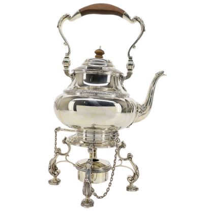 Picture of Antique 1923 English Sterling Silver Water Kettle on Stand by Adie Brothers Ltd., Birmingham