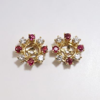 Picture of 14k Yellow Gold Ruby Diamond Earring Jackets 