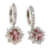 Picture of 14k White Gold, Diamond & Oval Cut Pink Sapphire Dangle Earrings