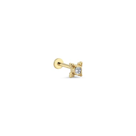 Picture of 14k Yellow Gold Mini Bezel Diamond Tragus Earring