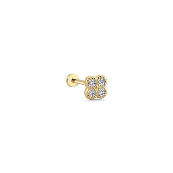Picture of 14k Yellow Gold Diamond Clover Tragus Earring