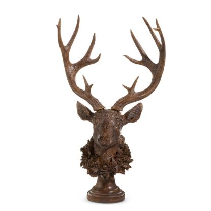 Picture of Antiqued Christmas Deer Bust with Wreath