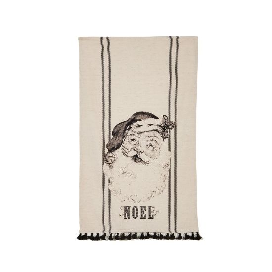 Picture of Vintage Inspired Santa Tea Towel with Tassels