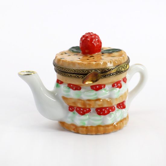 Picture of Limoges Porcelain Strawberry Shortcake Teapot Trinket Box 