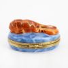 Picture of Limoges Porcelain Lobster on Blue Oval Trinket Box 