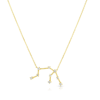 Picture of 14k Yellow Gold Aquarius Diamond Constellation Zodiac Necklace