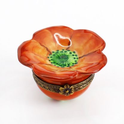 Picture of Limoges Porcelain Single Poppy Flower Blossom Trinket Box 