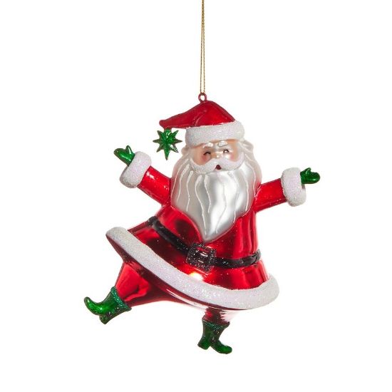 Picture of Red Dancing Santa Blown Glass Ornament