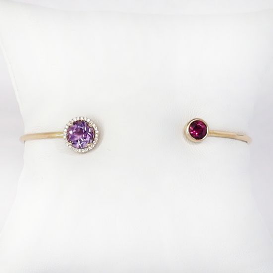 Picture of 18k Rose Gold Garnet and Amethyst Diamond Cuff Bracelet