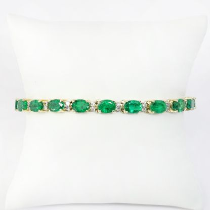 Picture of 14k Yellow Gold, Emerald and Diamond Bracelet