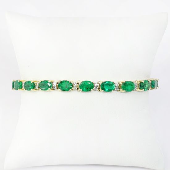 Picture of 14k Yellow Gold, Emerald and Diamond Bracelet